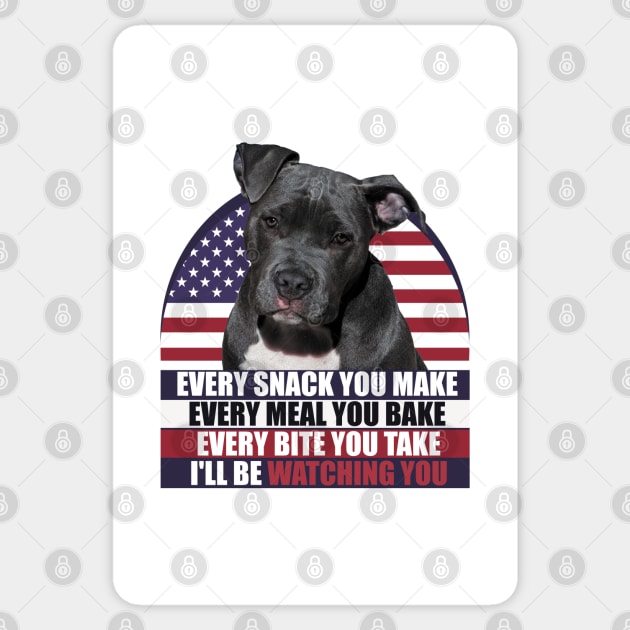 Black Pitbull Dog With American Flag Sarcastic Saying Sticker by badCasperTess